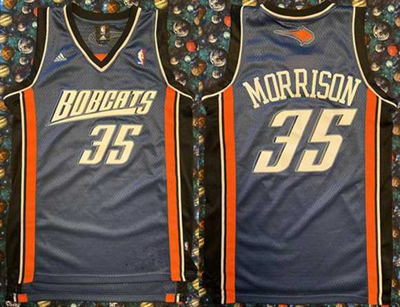 Men%27s Charlotte Hornets #35 Adam Morrison Navy Stitched Jersey
