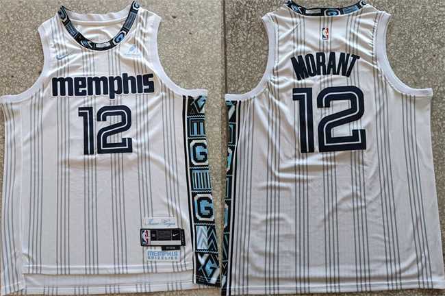 Men%27s Memphis Grizzlies #12 Ja Morant White 2025-26 City Edition Edition Stitched Jersey