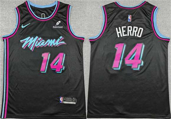 Men%27s Miami Heat #14 Tyler Herro Black 2025-26 City Edition Stitched Jersey