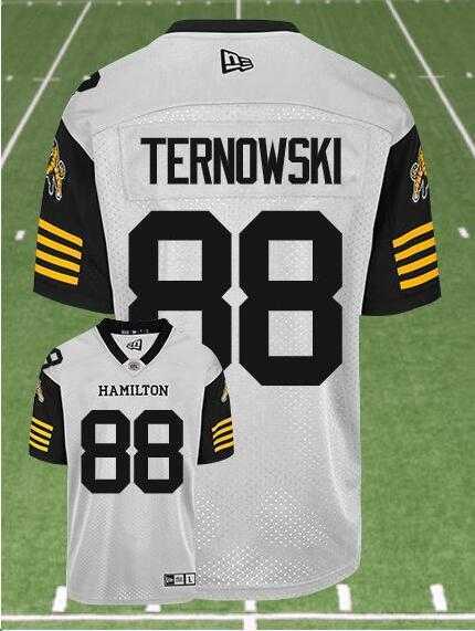 CFL Hamilton Tiger-Cats #88 TERNOWSKI Crested Away White Jersey