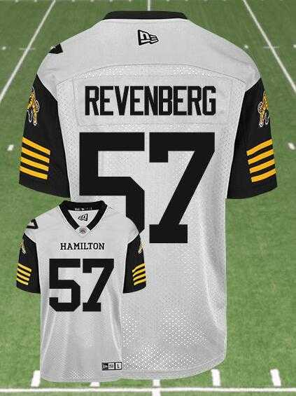 CFL Hamilton Tiger-Cats #57 REVENBERG Crested Away White Jersey