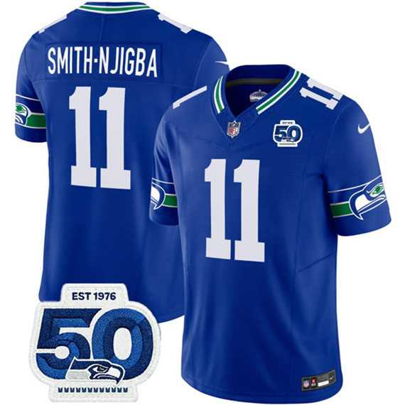 Men & Women & Youth Seattle Seahawks #11 Jaxon Smith-Njigba 2025 F.U.S.E 50th Anniversary Patch Throwback Vapor Limited Stitched Jersey