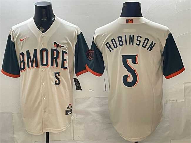 Men%27s Baltimore Orioles #5 Brooks Robinson Natural 2026 City Connect Stadium Stitched Jersey