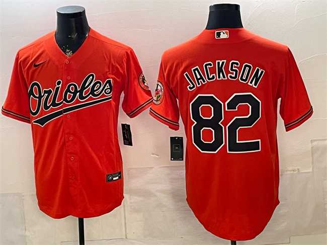 Men%27s Baltimore Orioles #82 Jeremiah Jackson Orange Cool Base Stitched Jersey
