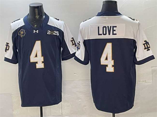 Men%27s Notre Dame Fighting Irish #4 Jeremiyah Love Navy Alternate F.U.S.E. 2025 CFP Final Patch Limited Stitched Jersey Dzhi