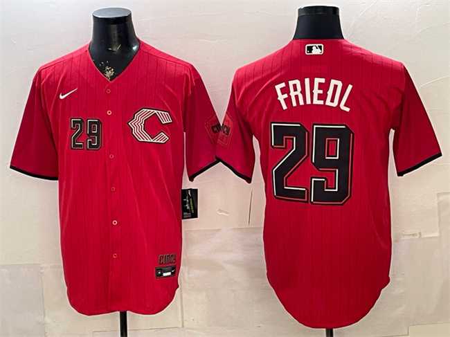 Men%27s Cincinnati Reds #29 TJ Friedl Red 2026 City Connect Stadium Stitched Baseball Jersey