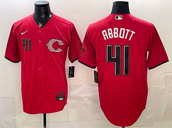 Men%27s Cincinnati Reds #41 Andrew Abbott Red 2026 City Connect Stadium Stitched Jersey