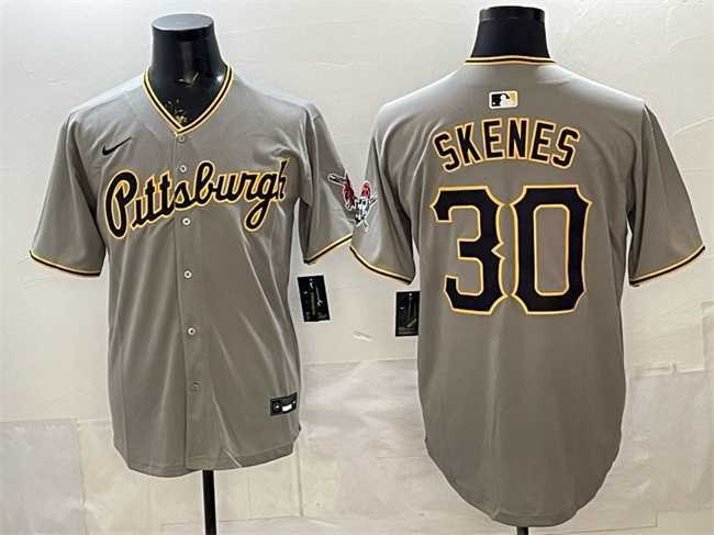 Men%27s Pittsburgh Pirates #30 Paul Skenes Gray Limited Stitched Jersey