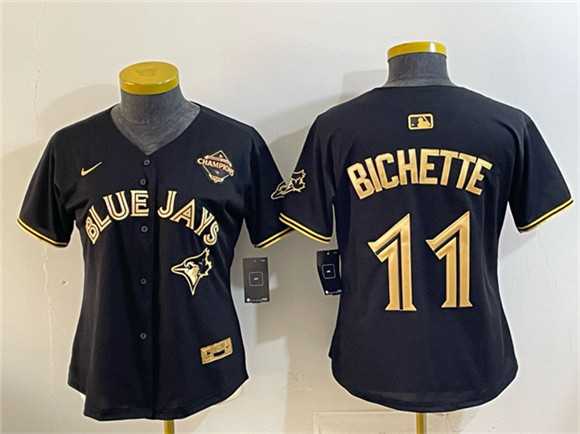 Youth Toronto Blue Jays #11 Bo Bichette Black Gold 2025 American League Champions Limited Stitched Jersey Dzhi