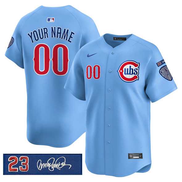 Men%27s Chicago Cubs Active Player Custom Blue Ryne Sandberg Tribute Vapor Limited V3 Stitched Baseball Jersey