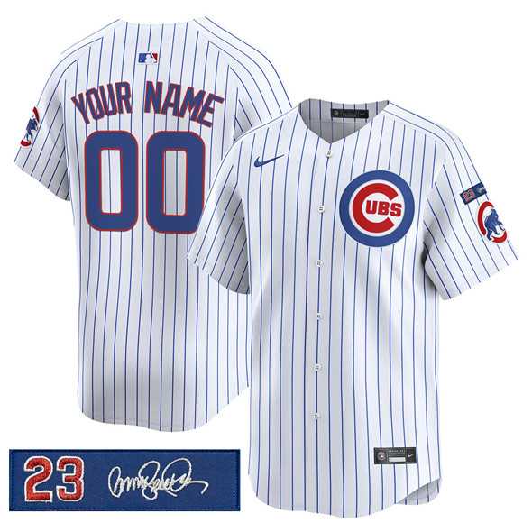 Men%27s Chicago Cubs Active Player Custom White Ryne Sandberg Tribute Vapor Limited V3 Stitched Baseball Jersey
