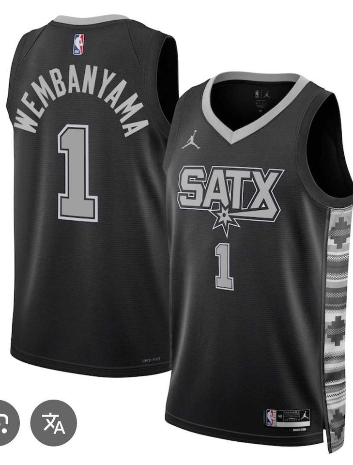 Men%27s San Antonio Spurs #1 Victor Wembanyama Black 2025 Statement Edition Stitched Jersey Dzhi