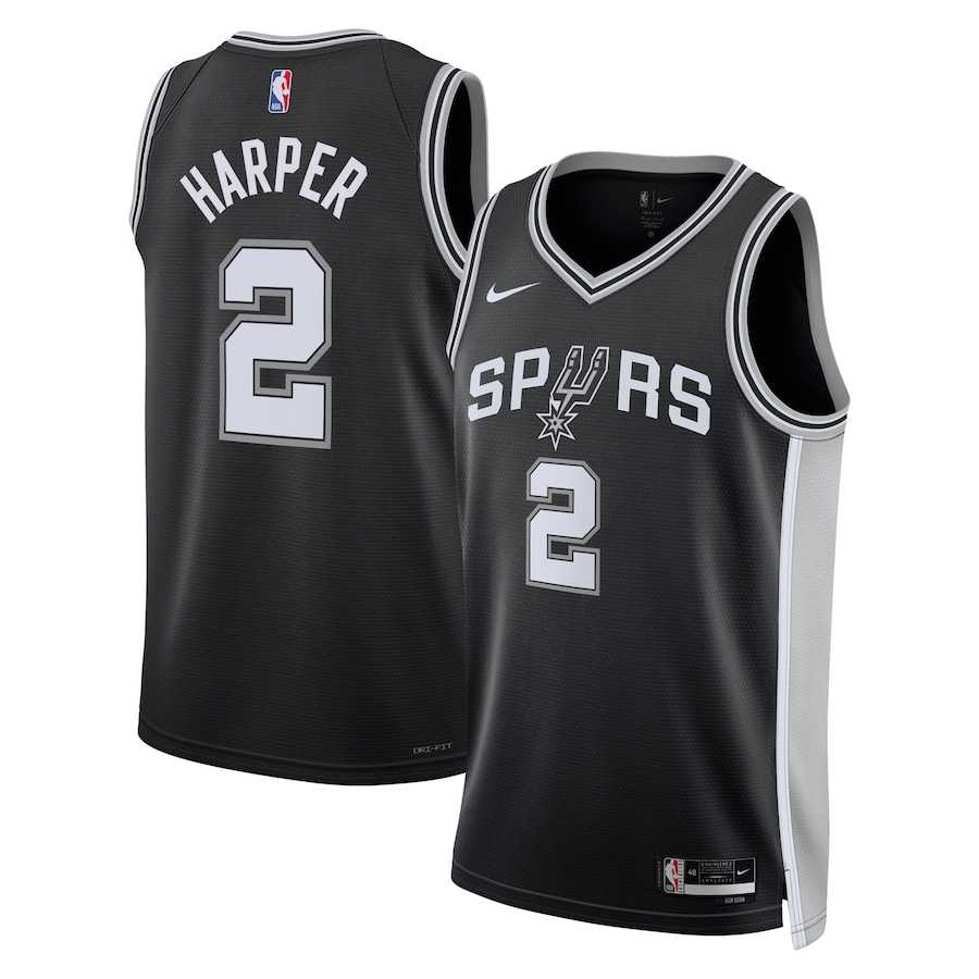 Men%27s San Antonio Spurs #2 Dylan Harper Nike Black 2025 NBA Draft First Round Pick Swingman Jersey Dzhi