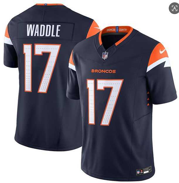 Men%27s Denver Broncos #17 Jaylen Waddle Navy 2026 F.U.S.E. Vapor Limited Stitched Jersey Dzhi