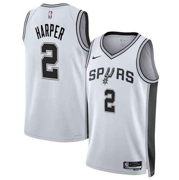 Men%27s San Antonio Spurs #2 Dylan Harper White 2025 Draft Association Edition Stitched Jersey Dzhi