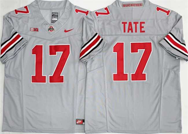 Men%27s Ohio State Buckeyes #17 Carnell Tate Gray 2025 F.U.S.E. Limited Stitched Jersey