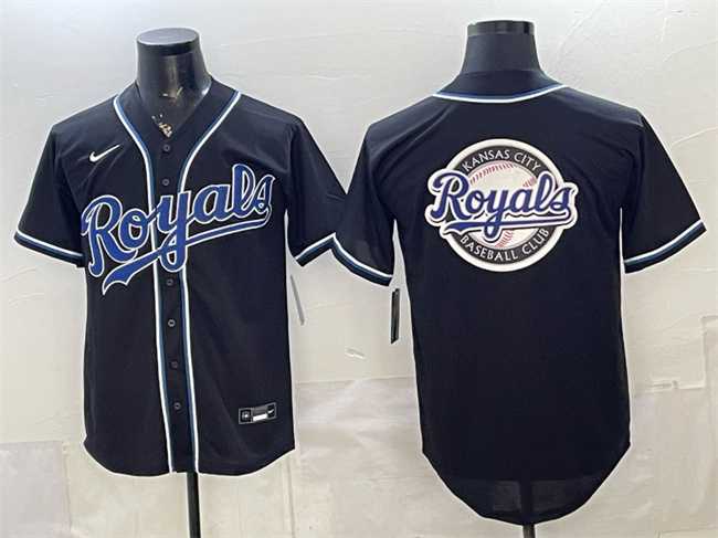 Mens Kansas City Royals Team Big Logo 2026 Fashion Replica Black Out Stitched Jersey