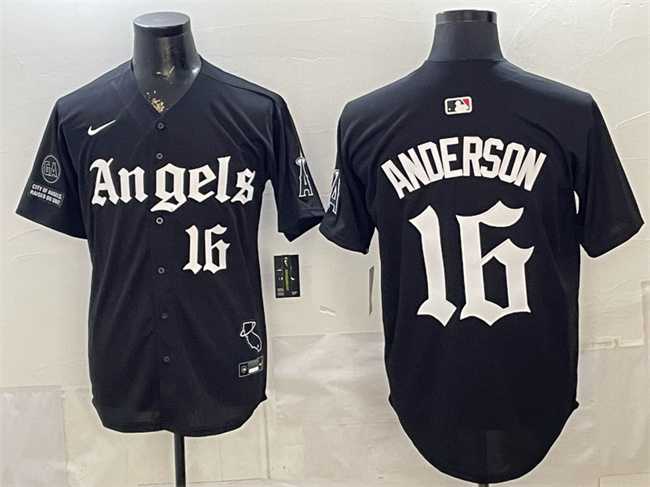 Men%27s Los Angeles Angels #16 Garret Anderson Black %27Gothic Halo Edition%27 Vapor Limited Stitched Jersey