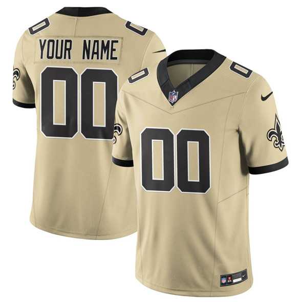 Men%27s New Orleans Saints Active Player Custom Gold 2025 F.U.S.E. Alternate Vapor Limited Football Stitched Jersey