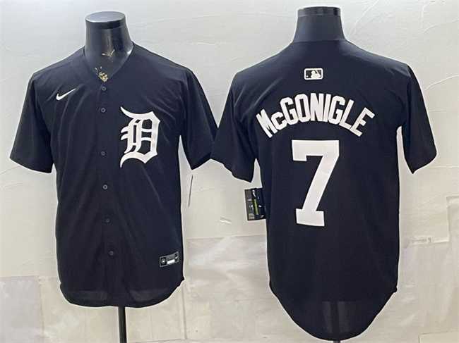 Men%27s Detroit Tigers #7 Kevin McGonigle Black Limited Stitched Jersey