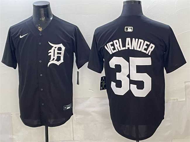 Men%27s Detroit Tigers #35 Justin Verlander Black Limited Stitched Jersey