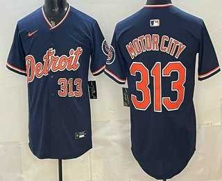 Men%27s Detroit Tigers #313 Motor City Navy 2026 Alternate Vapor Premier Limited Stitched Jersey