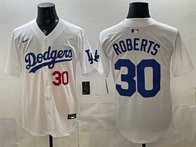 Men%27s Los Angeles Dodgers #30 Dave Roberts White 2026 Home Limited Stitched Jersey