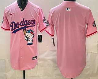 Men%27s Los Angeles Dodgers Blank Pink Hello Kitty 2025 World Series Champions Limited Jersey