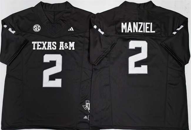 Men%27s Texas A&M Aggies Lions #2 Johnny Manziel Black 2025 F.U.S.E. Stitched Jersey