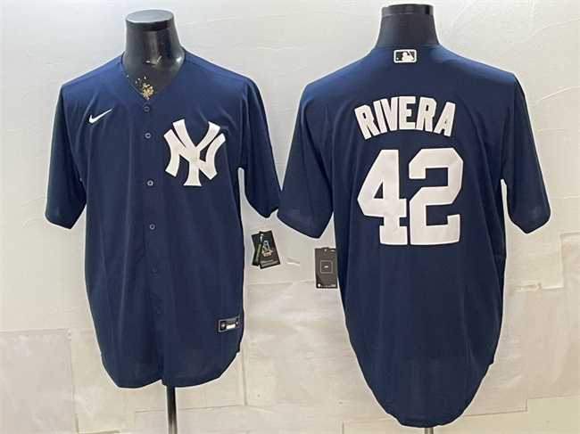 Men%27s New York Yankees #42 Mariano Rivera Navy Limited Stitched Jersey