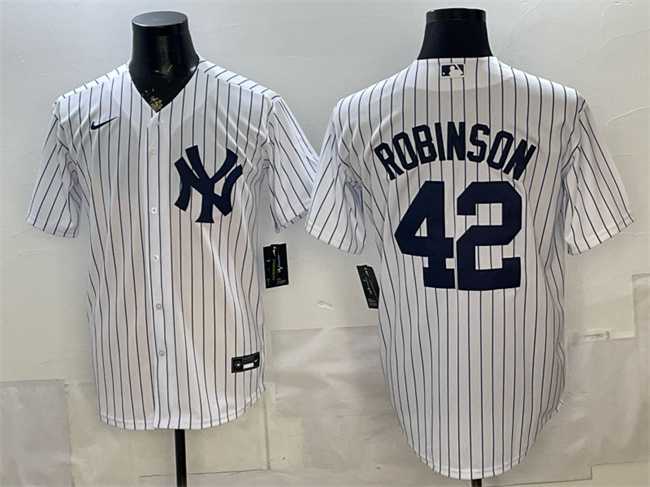 Men%27s New York Yankees #42 Jackie Robinson White Stitched Jersey