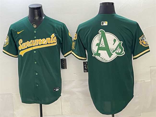 Men%27s Oakland Athletics Team Big Logo 2026 Green Alternate Sacramento Celebrating 125 Years Vapor Limited Stitched Jerseys