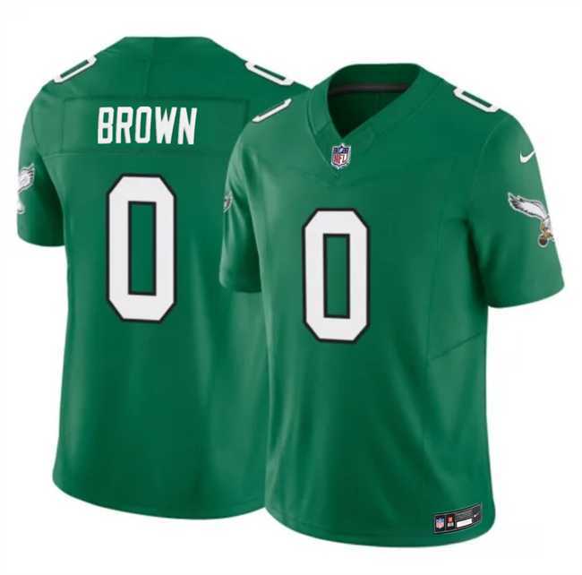 Men%27s Philadelphia Eagles #0 Hollywood Brown Kelly Green 2026 F.U.S.E. Throwback Vapor Untouchable Limited Stitched Jersey Dzhi