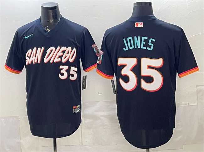 Men%27s San Diego Padres #35 Randy Jones Obsidian 2026 City Connect Stadium Stitched Jersey