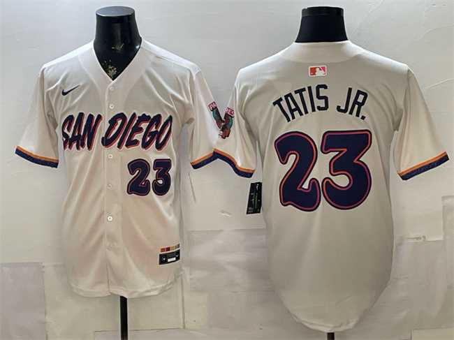 Men%27s San Diego Padres #23 Fernando Tatis Jr. Cream 2026 City Connect Stadium Stitched Jersey