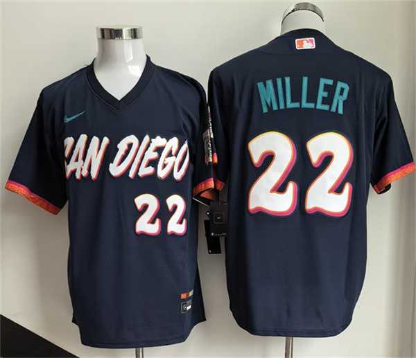 Men%27s San Diego Padres #22 Mason Miller Obsidian 2026 City Connect Stadium Stitched Baseball Jersey
