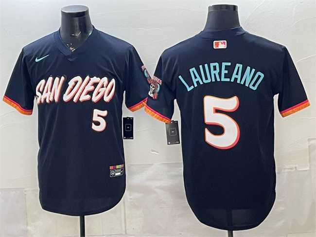 Men%27s San Diego Padres #5 Ramon Laureano Obsidian 2026 City Connect Stadium Stitched Jersey