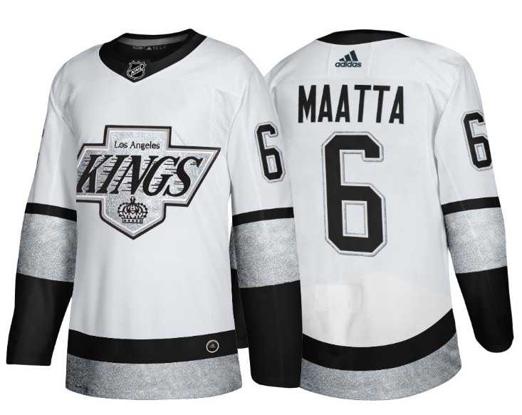Men%27s Los Angeles Kings #6 Olli Maatta White Throwback Stitched Jersey Dzhi