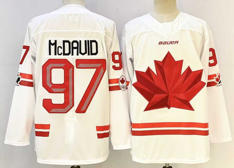Men%27s Canada Hockey #97 Connor McDavid White Stitched Jersey