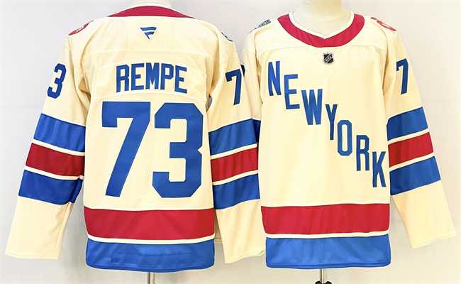 Men%27s New York Rangers #73 Matt Rempe Beige 2025-26 Winter Classic With A Patch Stitched Hockey Jersey