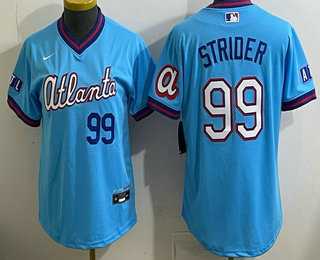 Women%27s Atlanta Braves #99 Spencer Strider Light Blue 2026 City Connect Stadium Jersey