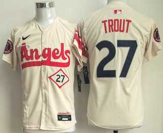 Youth Los Angeles Angels #27 Mike Trout Cream City Connect Limited Stitched Jersey