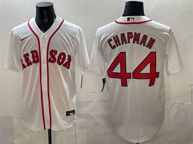 Men%27s Boston Red Sox #44 Aroldis Chapman White Cool Base Stitched Jersey