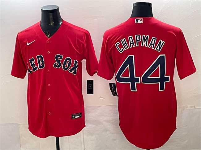 Men%27s Boston Red Sox #44 Aroldis Chapman Red Cool Base Stitched Jersey