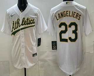 Men%27s Oakland Athletics #23 Shea Langeliers White Stitched Jersey