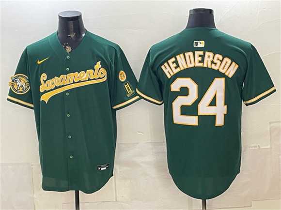Men%27s Oakland Athletics #24 Rickey Henderson 2026 Green Alternate Sacramento Celebrating 125 Years Vapor Limited Stitched Jersey