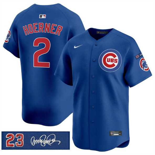 Men%27s Chicago Cubs #2 Nico Hoerner Royal %27Ryne Sandberg Tribute%27 Vapor Limited V3 Stitched Jersey Dzhi