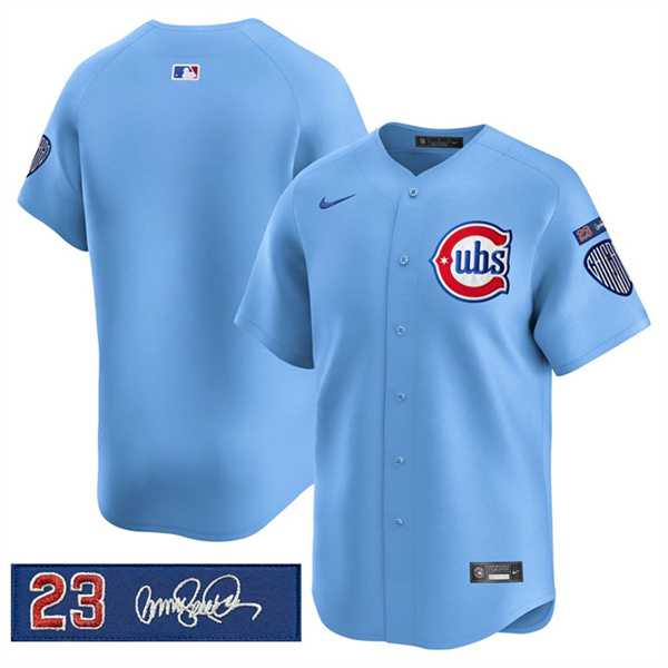 Men%27s Chicago Cubs Blank Blue %27Ryne Sandberg Tribute%27 Vapor Limited V3 Stitched Jersey Dzhi