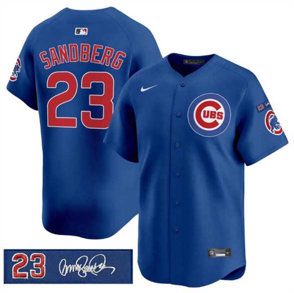 Men%27s Chicago Cubs #23 Ryne Sandberg Royal %27Ryne Sandberg Tribute%27 Vapor Limited V3 Stitched Jersey Dzhi
