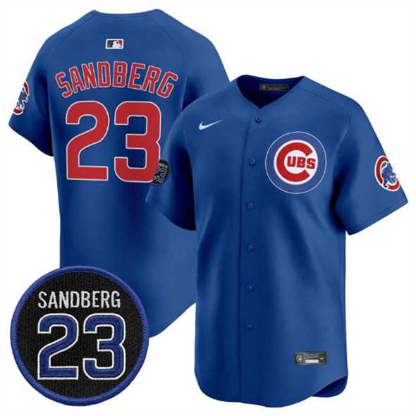 Men%27s Chicago Cubs #23 Ryne Sandberg Royal %27Ryne Sandberg Tribute%27 Vapor Limited V2 Stitched Jersey Dzhi